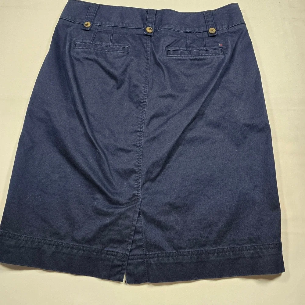Tommy‎ Hilfiger Womens Navy Blue Chino Skirt Straight Cotton Blend Size 6